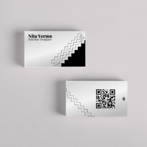 Business card with NFC and QR code for contactless sharing, designed for innovative branding solutions.