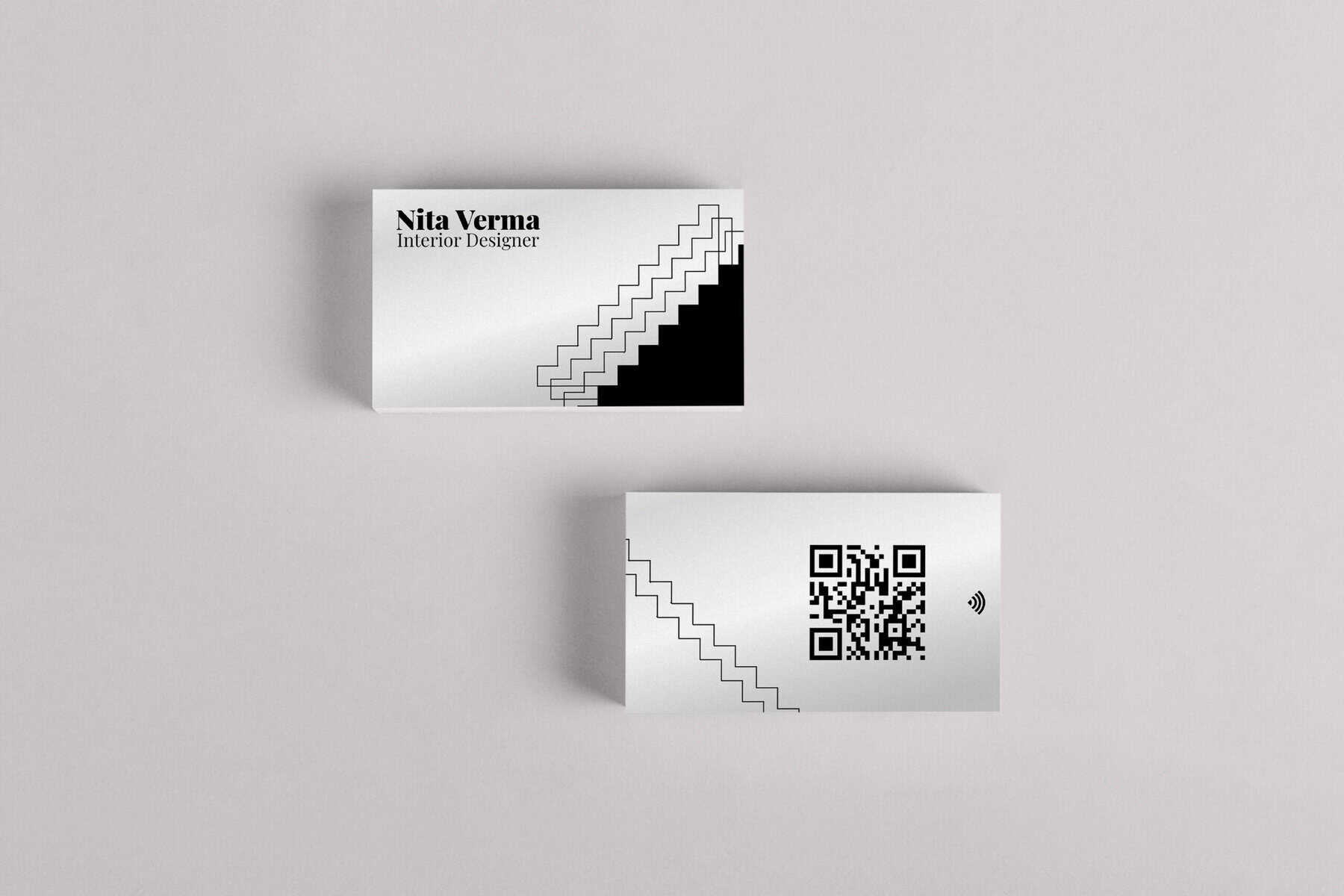 Business card with NFC and QR code for contactless sharing, designed for innovative branding solutions.