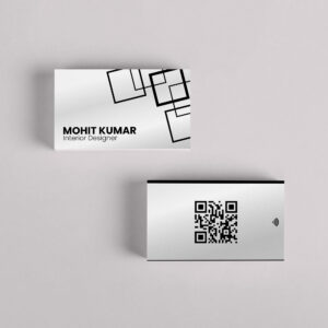 Business card with QR code design for NFC branding and digital marketing solutions.